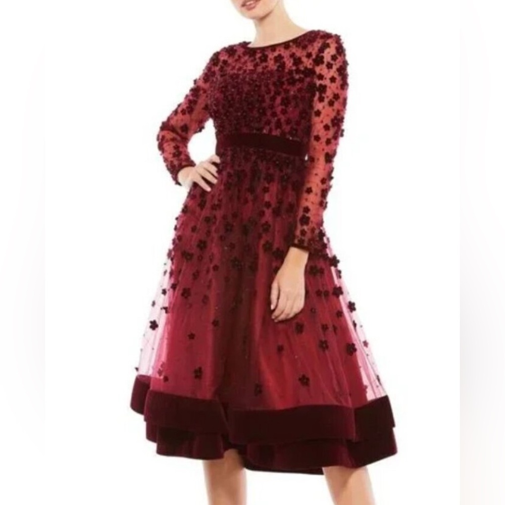 Elegant Burgundy Floral Dress